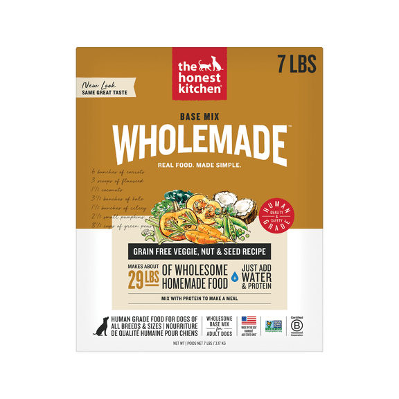 The Honest Kitchen Kindly: Dehydrated Grain Free Base Mix Dog Food, Just Add Protein, 7 lbs (Makes 29 lbs of Base Mix)