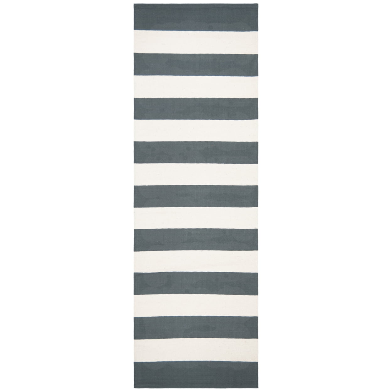 SAFAVIEH Montauk Saranna Striped Cotton Area Rug, Grey/Ivory, 8' x 8' Round