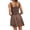 Dark Brown, variant on Women's Floral Scoop Neck Mini Dress with Ruched Bodice and Ruffle Hem in 100% Polyester for All Day Everyday Comfort