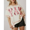 thumbnail image 5 of Michellecmm Women's Short Sleeve Round Neck Tunic Tops Glitter Sequin Lobster Crawfish Print T-Shirts Blouses, 5 of 7