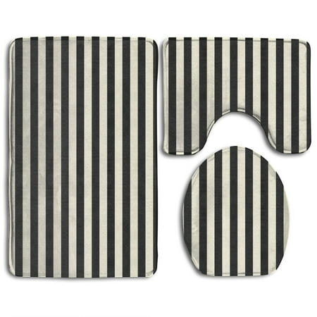 Erehome Black And White Stripes 3 Piece Bathroom Rugs Set Bath Rug Contour Mat And Toilet Lid Cover Walmart Canada