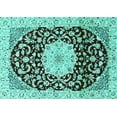 thumbnail image 1 of Ahgly Company Indoor Rectangle Medallion Turquoise Blue Traditional Area Rugs, 7' x 10', 1 of 4
