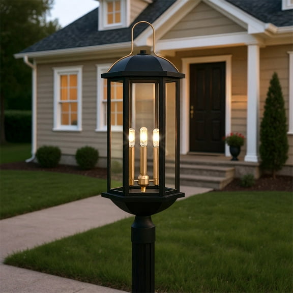 Luxury Transitional Post Light, Matte Black, UQL10084