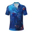 thumbnail image 2 of Daiia Deep Sea Glowing Fishes Pattern Men’s Polo Shirts,Solid Deck Shirt,Classic Fit, Breathable Cotton Polo for Casual and Sport Wear-Large, 2 of 7