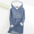 thumbnail image 2 of Feancey Womens Winter Fleece Hoodie Trendy Letter Print Thermal Tops Thick Warm Sherpa Lined Hooded Sweatshirts Cozy Soft Loungewear Pajamas Light Blue S, 2 of 4
