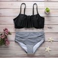 thumbnail image 4 of Women Retro Flounce High Waisted Bikini Halter Neck Two Piece Swimsuit, 4 of 4