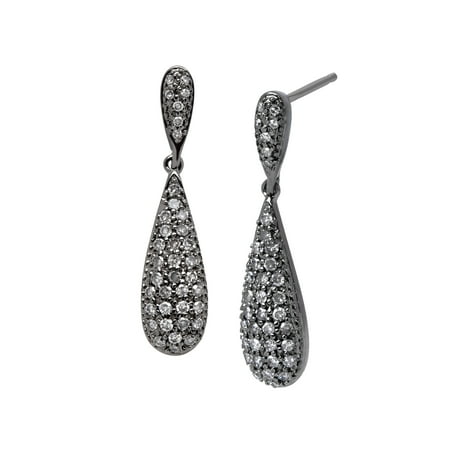 1/2 ct Diamond Teardrop Drop Earrings in Black Rhodium-Plated 14kt White Gold