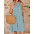 thumbnail image 4 of Halter Dress For Women Mini Sundress Lace Crochet Sleeveless Cover Ups A-Line Tiered Swing Summer Casual Dress, 4 of 4