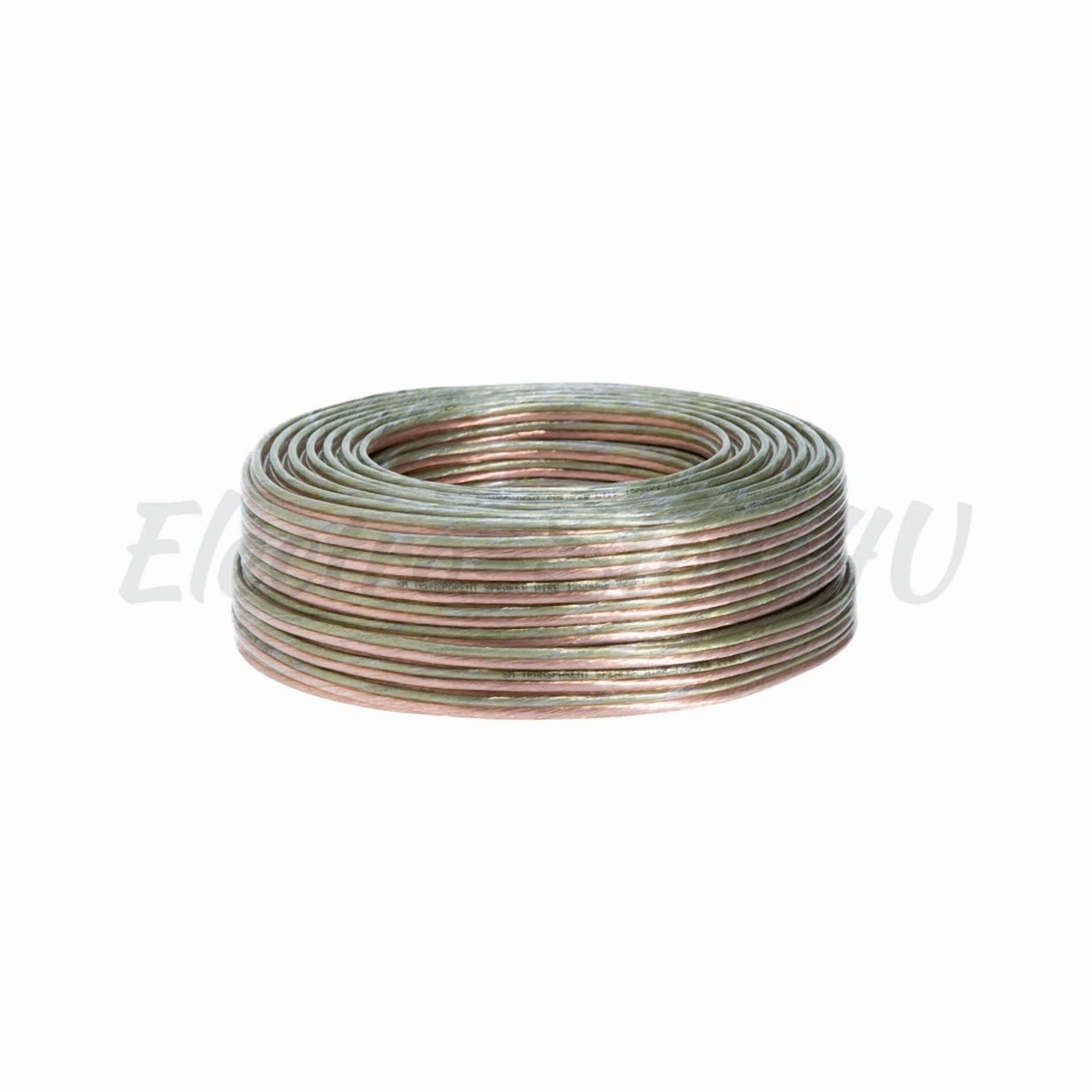 Car Home Audio Transparent Speaker Wire 50Ft 14/2 Gauge Clear Flex Cable 14Awg