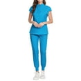 thumbnail image 4 of Wide Leg Scrub Pants for Women, Nursing Sets Women Healthcare Work Uniforms with Pockets Lightweight Polyester Nurse Outfits Elastic Waist Medical Scrubs Wrinkle-Free Blue S, 4 of 4