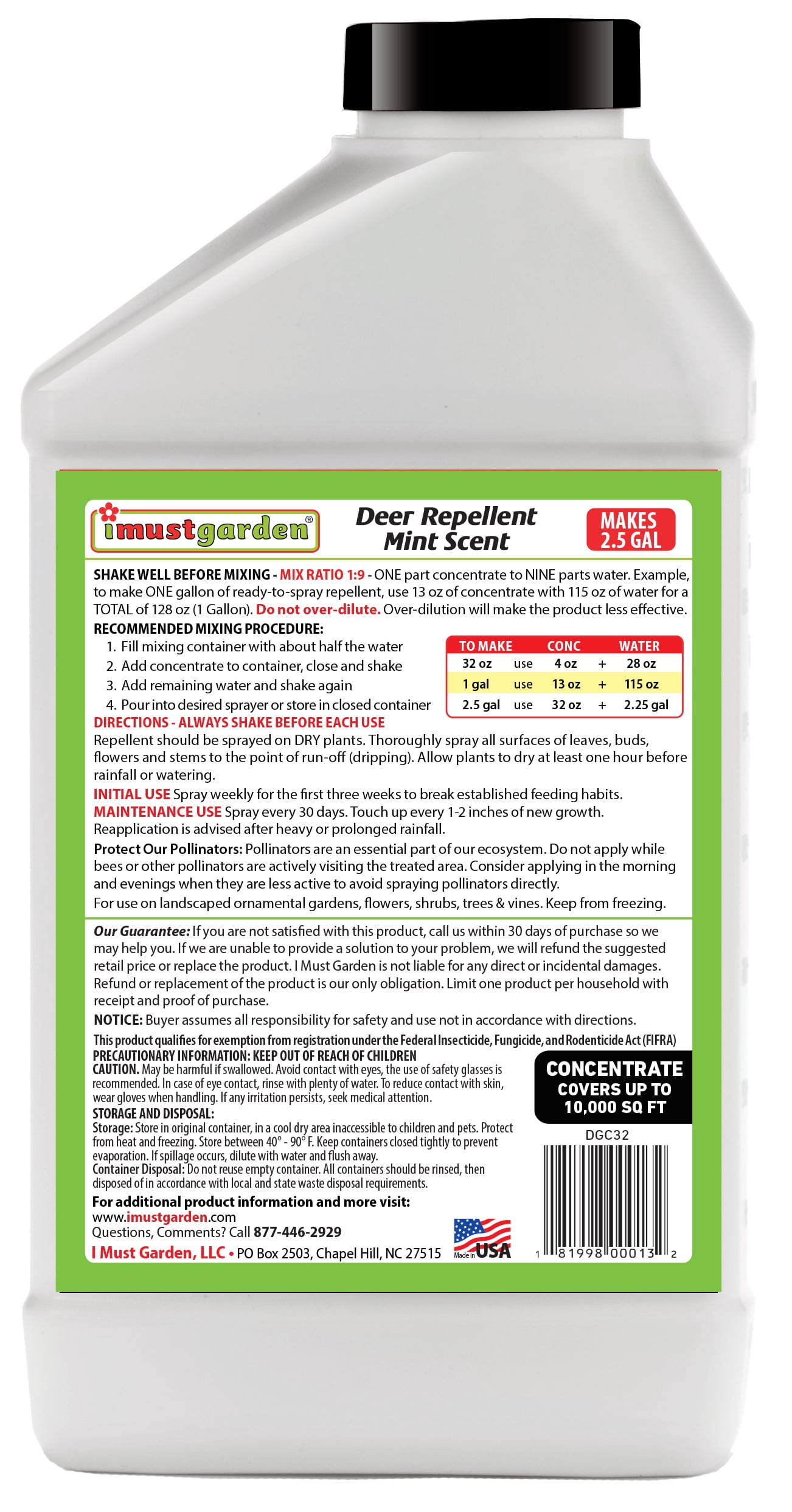 I Must Garden Deer Repellent: Mint Scent - 32oz Concentrate