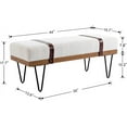 thumbnail image 2 of DUOMAY Industrial Modern Rectangle Ottoman  with PU Strap and Metal Legs, Mid Century Sherpa Dining Table  Footstool Entryway Shoe  for Bedroom Dining Room Living Room, White, 2 of 7