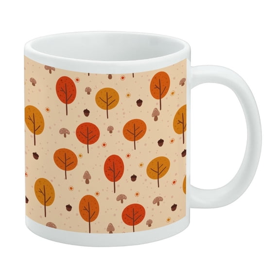 Autumn Fall Trees Pattern White Mug