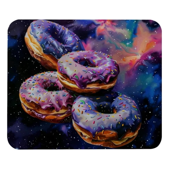 PhooArto Comfortable Mouse Pad Purple Donuts in Galaxy Desktop Mousepad , 21 x 25 cm Mouse Mat, Non-Slip Rubber Base, Improves Speed and Precision