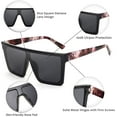 thumbnail image 7 of FEISEDY Women Men Flat Top Shield Sunglasses Oversized Square Rimless Shades UV400 B2470, 7 of 7