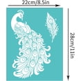 thumbnail image 2 of 2 plantillas de pavo real de 22 x 28 cm (8,6 x 11 pulgadas), autoadhesivas, reutilizables, para serigrafía, con diseño de plumas y lavables. Ideales para decorar camisetas y telas., 2 of 9