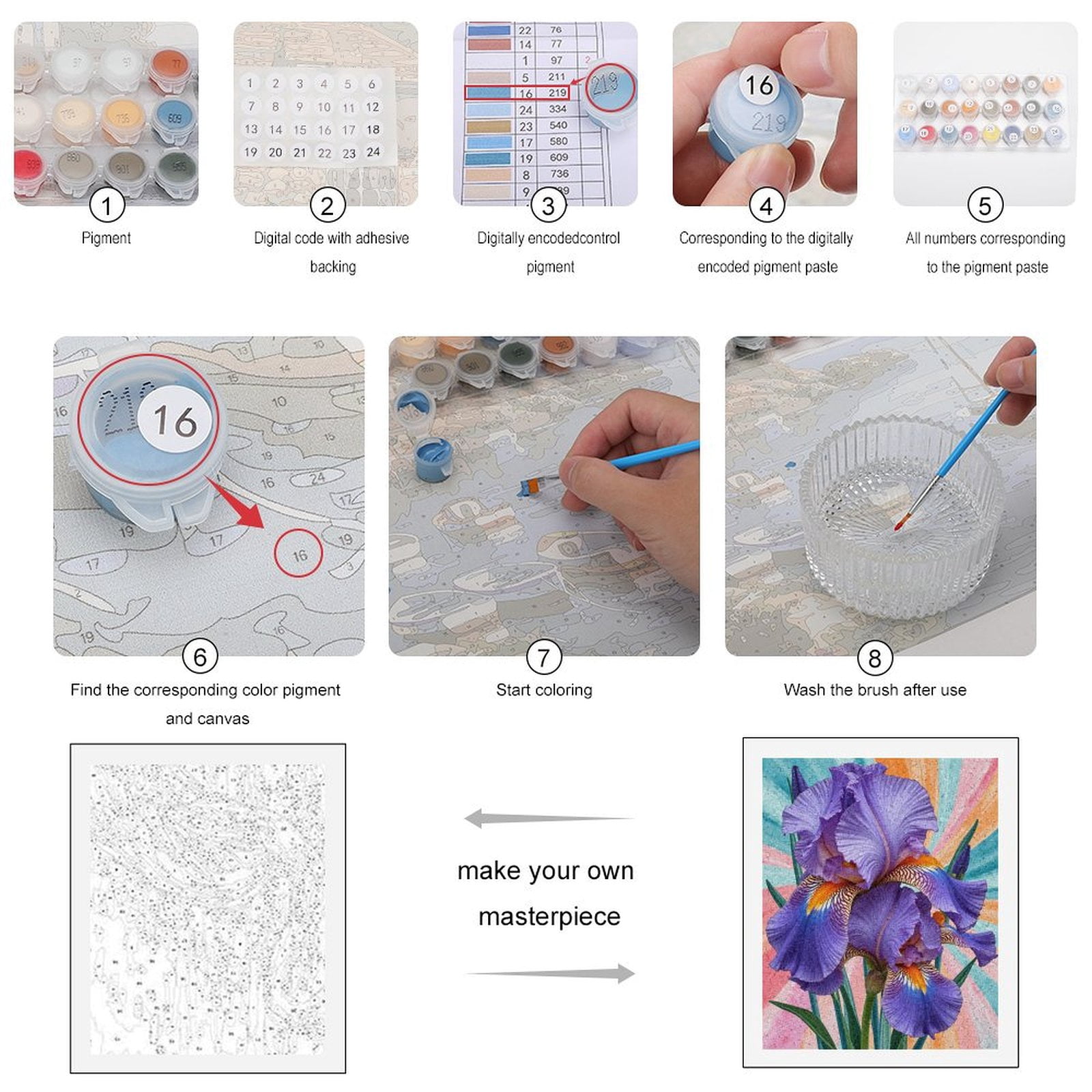 Paint By Numbers Kit for Adults Beginner - DIY Colorful Iris Petals Abstract Art Canvas Painting Kits for Adults, Frameless Paint By Number for Adults for Home Wall Decor 16x20 Inch