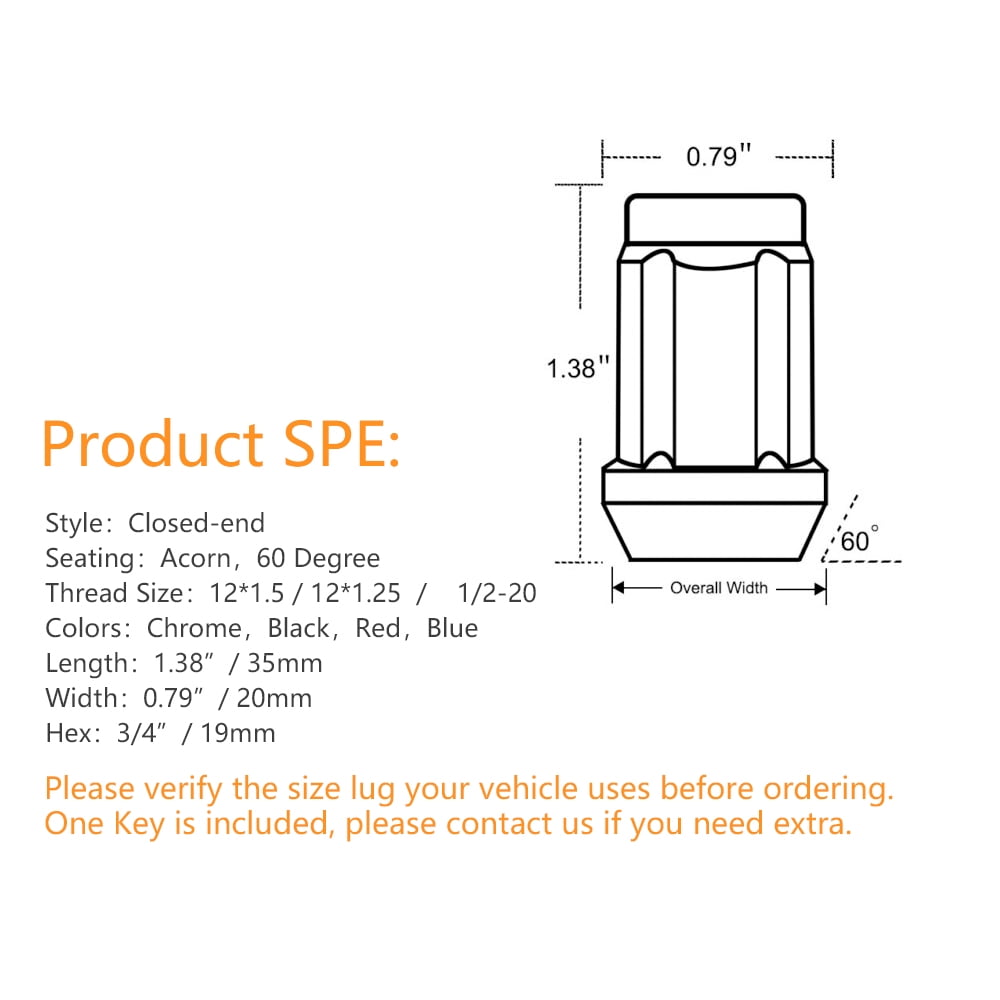 Hunting Horse 6pt Spline Lug Nuts, Corn Seat Lug Nuts , 1 Spline Key/Socket Wheel Nuts Set of 24, 24+1