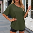 thumbnail image 4 of mgoYE Womens Tshirts Off the Shoulder Summer Casual Short Sleeve Crew Neck T Shirt Loose Fit Tee Tops T Shirts for Women(AG,3XL), 4 of 5