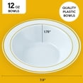 thumbnail image 5 of 50PCS Plastic Bowls with Gold Rim-12oz disposable Soup Bowls, Christmas Thanksgiving Premium Dessert Salad Bowl for Wedding/Party, 5 of 7