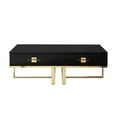 thumbnail image 4 of Hilo Coffee Table - 2 Drawers, Hight Gloss Lacquer Finish, Polished Stainless Steel Base, Black/Gold, 4 of 10