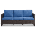 thumbnail image 3 of PARKWELL Outdoor 3-Seat Patio Sofa,All-Weather Wicker Rattan Couch Furniture with Cushions,Blue, 3 of 10