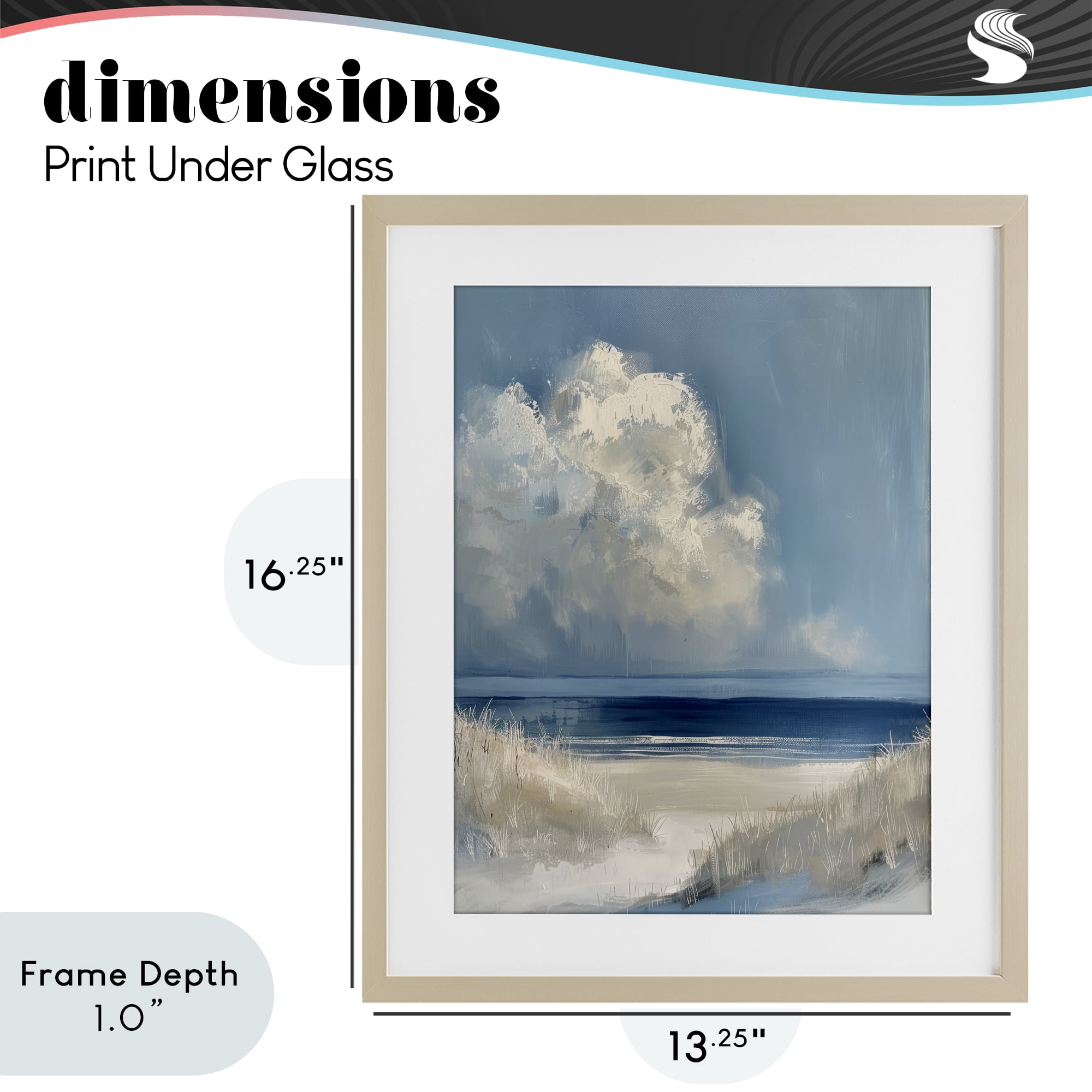 Stupell Industries Dark Waters Ahead Birch Framed Print Under Glass, design by Petal Prints Design
