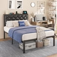 thumbnail image 7 of Bolvdo Twin Bed Frame with Upholstered Headboard, Heavy-Duty Metal Support, Noise-Free, No Box Spring Needed, Black, 7 of 7