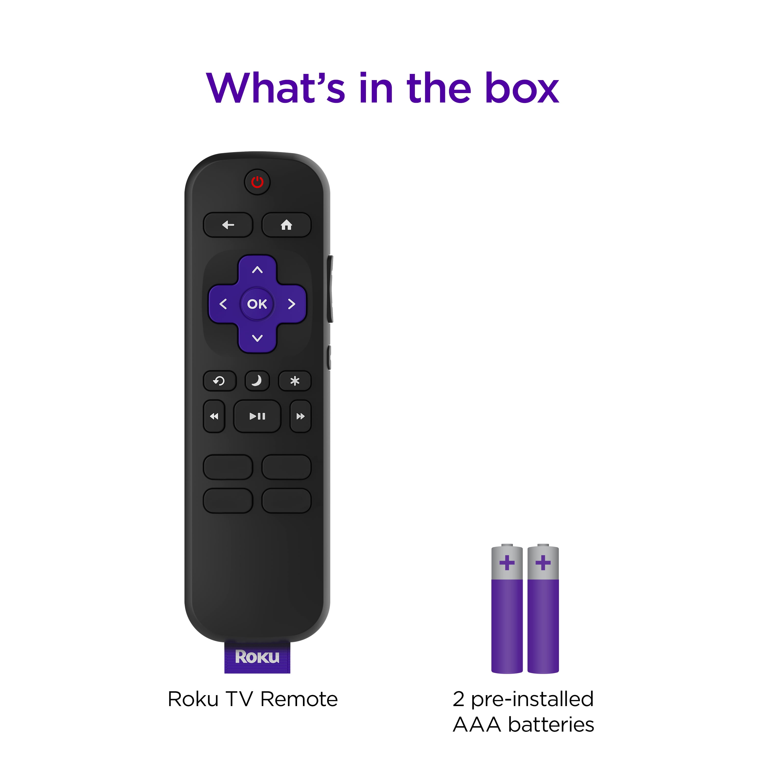 (2 pack) Roku TV Remote Control - Simple Setup & App Shortcuts - Compatible with Roku TV models ONLY - Black
