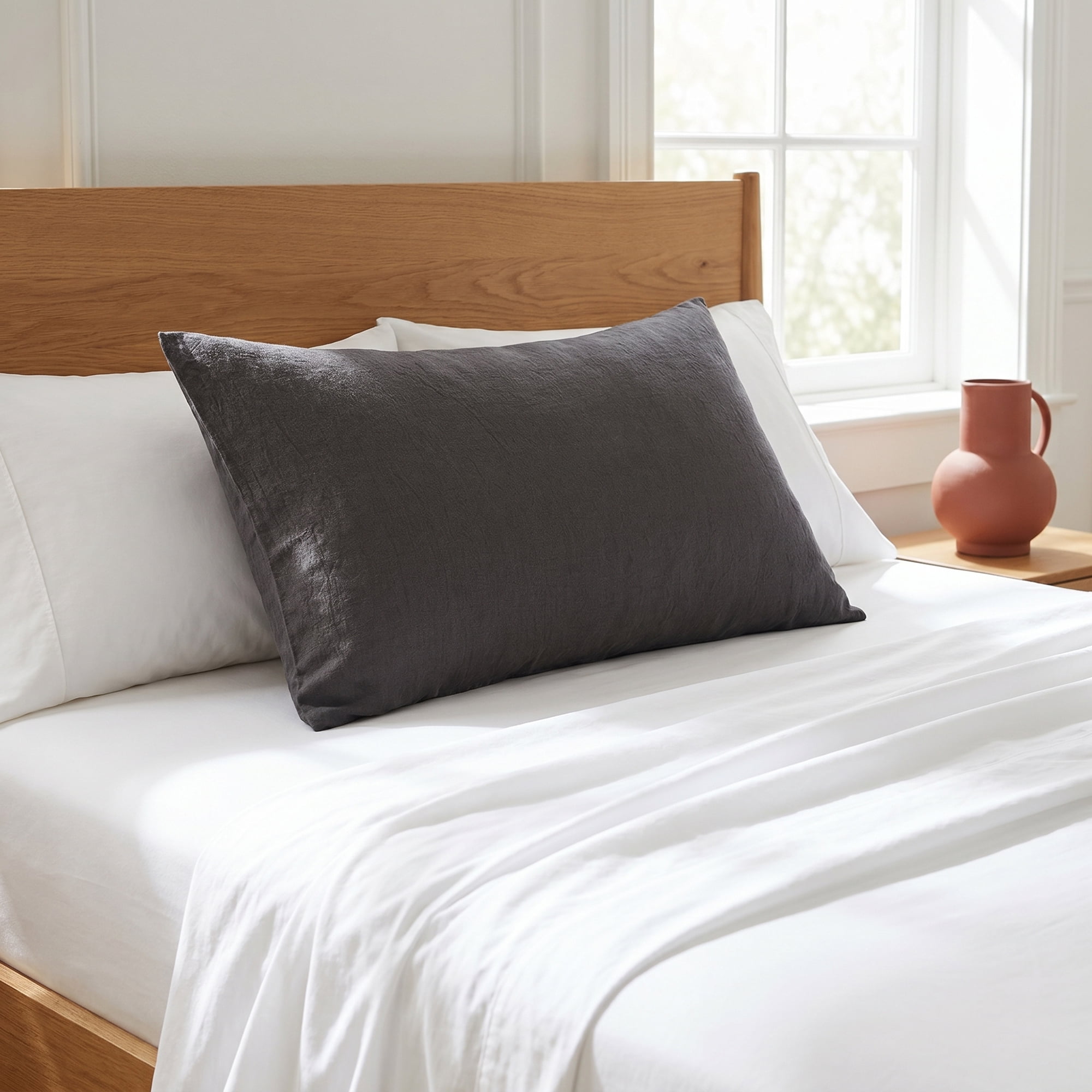 Unique Bargains Cotton Envelope Closure Pillowcases 2 Pack Wrinkle Resistant Bedding Black