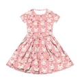 thumbnail image 3 of yuCgh Floral Print Easter Dress for Girls, Short Sleeve Summer Dress with Front Pocket, Lightweight Casual Party Dress for Kids,Pink 110, 3 of 5