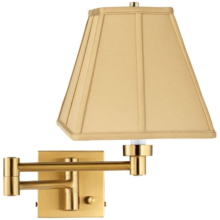 fixture bedside ivy swing barnes shade plug tan brass arm warm lamp golden reading antique square bedroom modern light