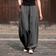 thumbnail image 5 of GZWYHT Harem Pants For Women，Yoga Boho Palazzo Pants With Pockets Baggy Trousers Beach Vacation High Waisted Elastic Loose Lightweight Trousers Wide Leg Pants，Gray XL, 5 of 7