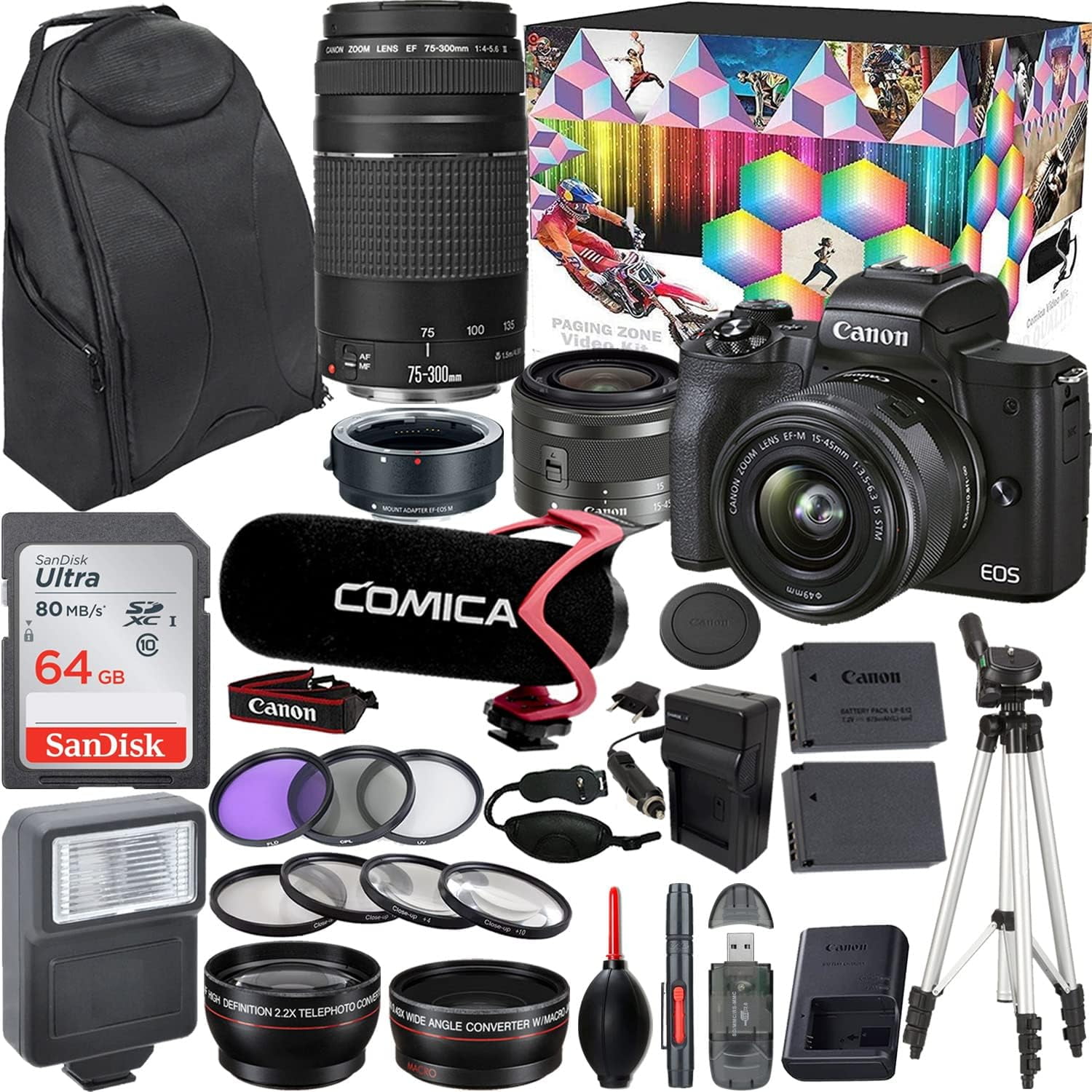 Camera Bundle for Canon EOS M50 Mark II Mirrorless Camera Black with EF