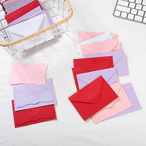 140 Mini Envelopes with Blank Note Cards, Assorted Colors 4x 2.7 Small Colorful Envelopes for Thank You Cards, Business Cards, Gift Cards Cute