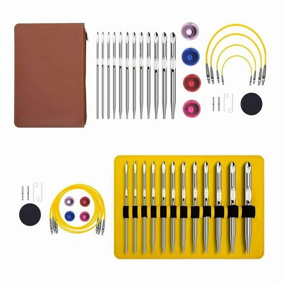 Tunisian Crochet Hook Set with Cable Aluminium Interchangeable 26 Pcs pwm25