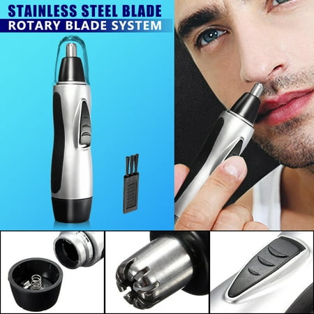 Professional Portable Wet Dry Electric Nose Ear Hair Trimmer Removal Shaver Clipper Cleaner Remover Tool Stainless Steel Blade For Man (Best Hair Removal For Male Genital Area)