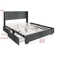 thumbnail image 5 of Home Design Rochester Queen Upholstered Storage Platform Bed Frame with Wingback Headboard and Four Under-Drawers, Black, Easy Assembly, 5 of 5