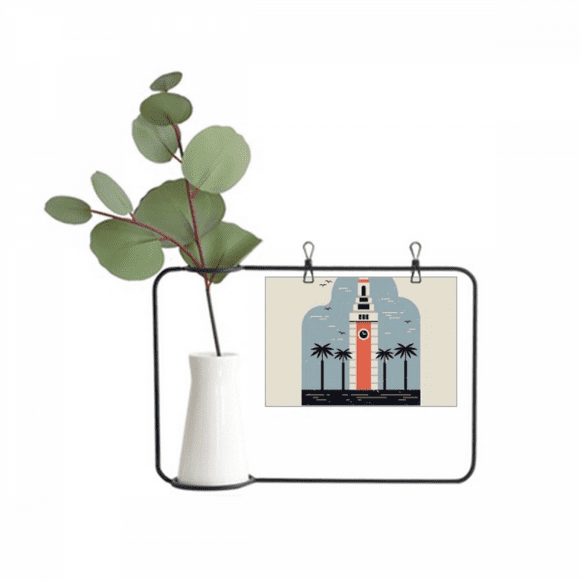Hong Kong Clock Tower Metal Picture Frame Cerac Vase Decor
