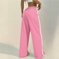 thumbnail image 6 of Women's Solid Color Casual High Waisted Loose Fit Athletic Pants with Side Stripes, Sporty Sweatpants, Elastic Waist Joggers for Running Yoga Women's Trousers,Pink,XL, 6 of 6