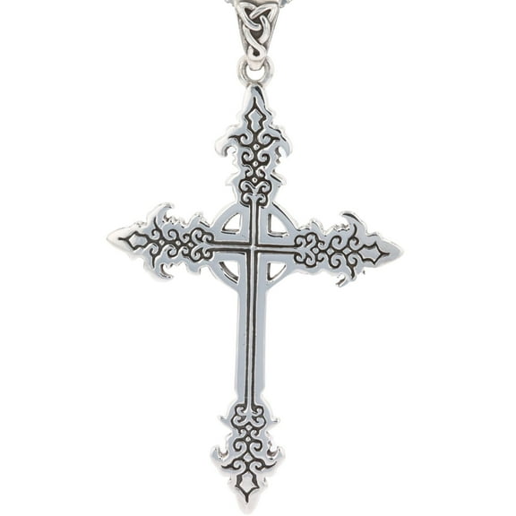 Jewelry Trends Sterling Silver Gothic Celtic Cross Pendant on 18 Inch Box Chain Necklace