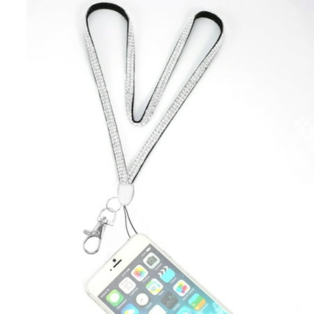 - Valor Diamante Neck Lanyard Cellphone Keychain ID Badge Card Holder Strap - Silver