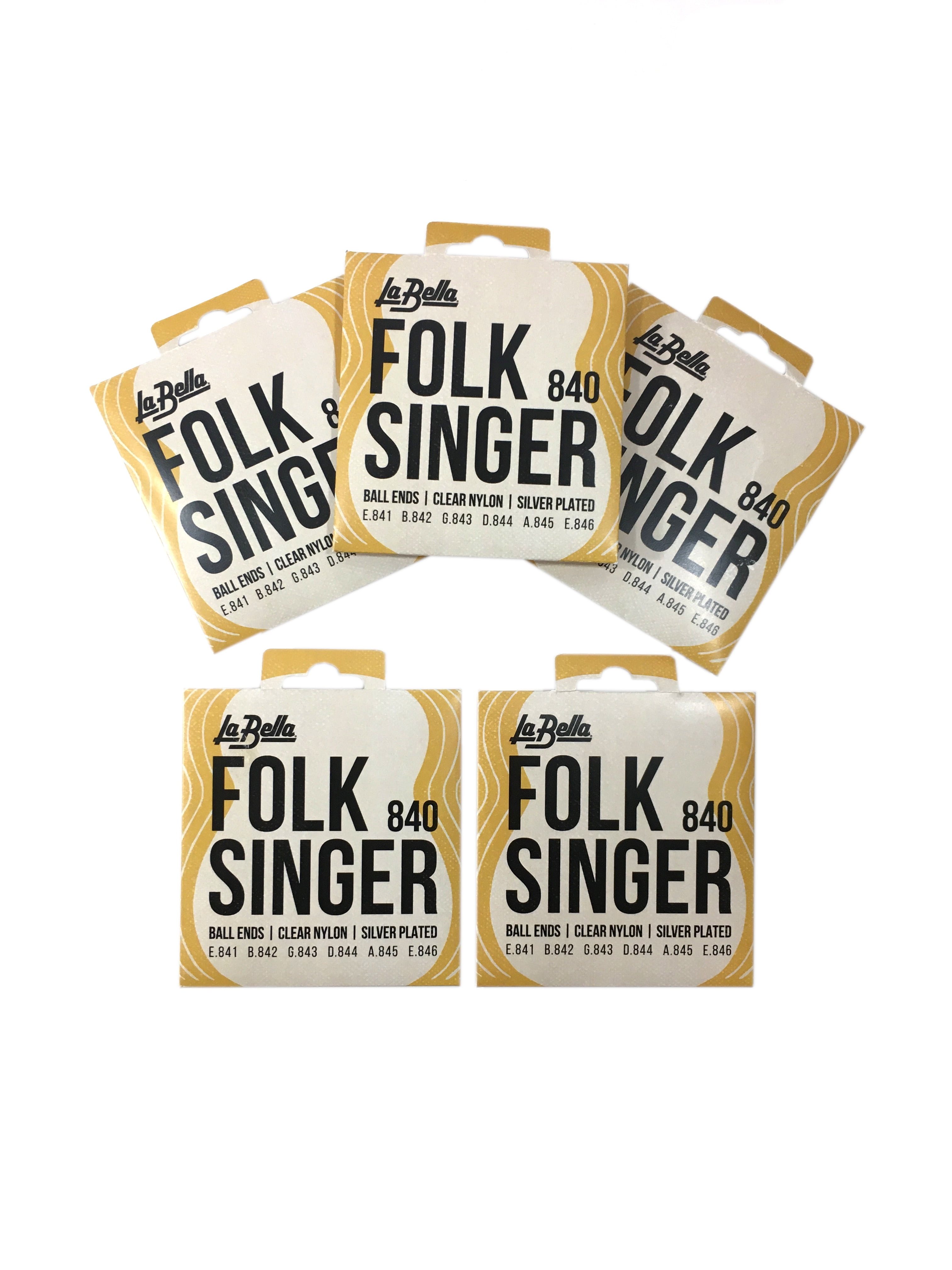 La Bella Guitar Strings 5 Pack Folk Singer 840 Ball End Nylon for Folk