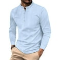 thumbnail image 4 of Autumn Plus Size Tops for Mens Casual Solid Color Long Sleeve Round Neck Collar Blouse Gifts for Mens, 4 of 9