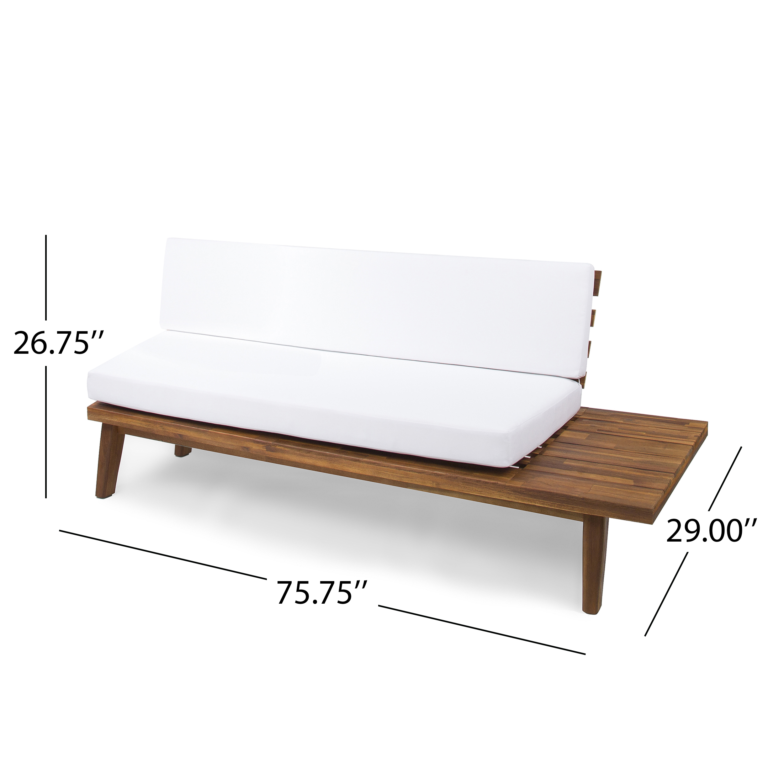 Park Outdoor V Shaped 4 Piece Acacia Wood Sectional Sofa Set with Cushions, Sandblast Finished, White - image 11 of 15