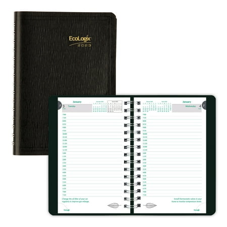 UPC: 0069775657437 | Brownline® EcoLogix Daily Appointment Planner  100% Recycled  FSC® Certified  Black  January To December 2023  CB410W.BLK