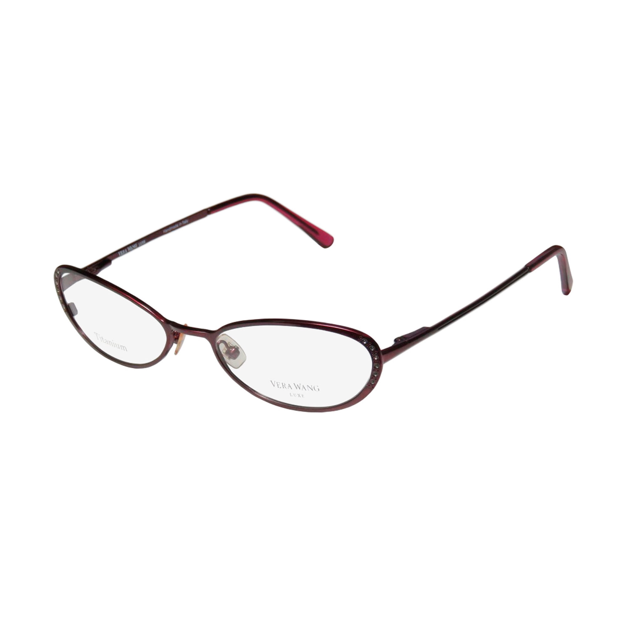 NEW VERA WANG LUXE EPIPHANY I WOMENS/LADIES CAT EYE FULL-RIM TITANIUM BORDEAUX TITANIUM CAT EYE HANDMADE IN ITALY FRAME DEMO LENSES 49-17-130 FLEXIBLE HINGES EYEGLASSES/SPECTACLES