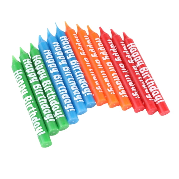 Chef Craft Classic Happy Birthday Candles, 12 Piece Set 3 inches Tall, Assorted