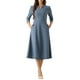 thumbnail image 2 of Vestido de trabajo para mujer INSPIRE CHIC, corte A, mangas 3/4, vestido midi elegante, gris azul, XL, 2 of 6