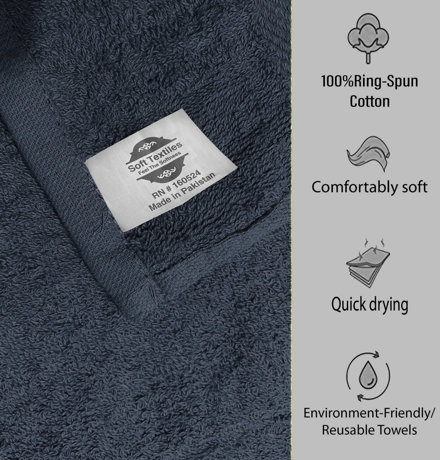 Soft Textiles Salon Towels - 16 x 27 Inch Soft Cotton Hand Towels for Hair Stylists, Barbers & Spas - Quick Dry, Durable Towel for Facial, Pedicure, Manicure & Massage Use - Pack of 12 , Gray